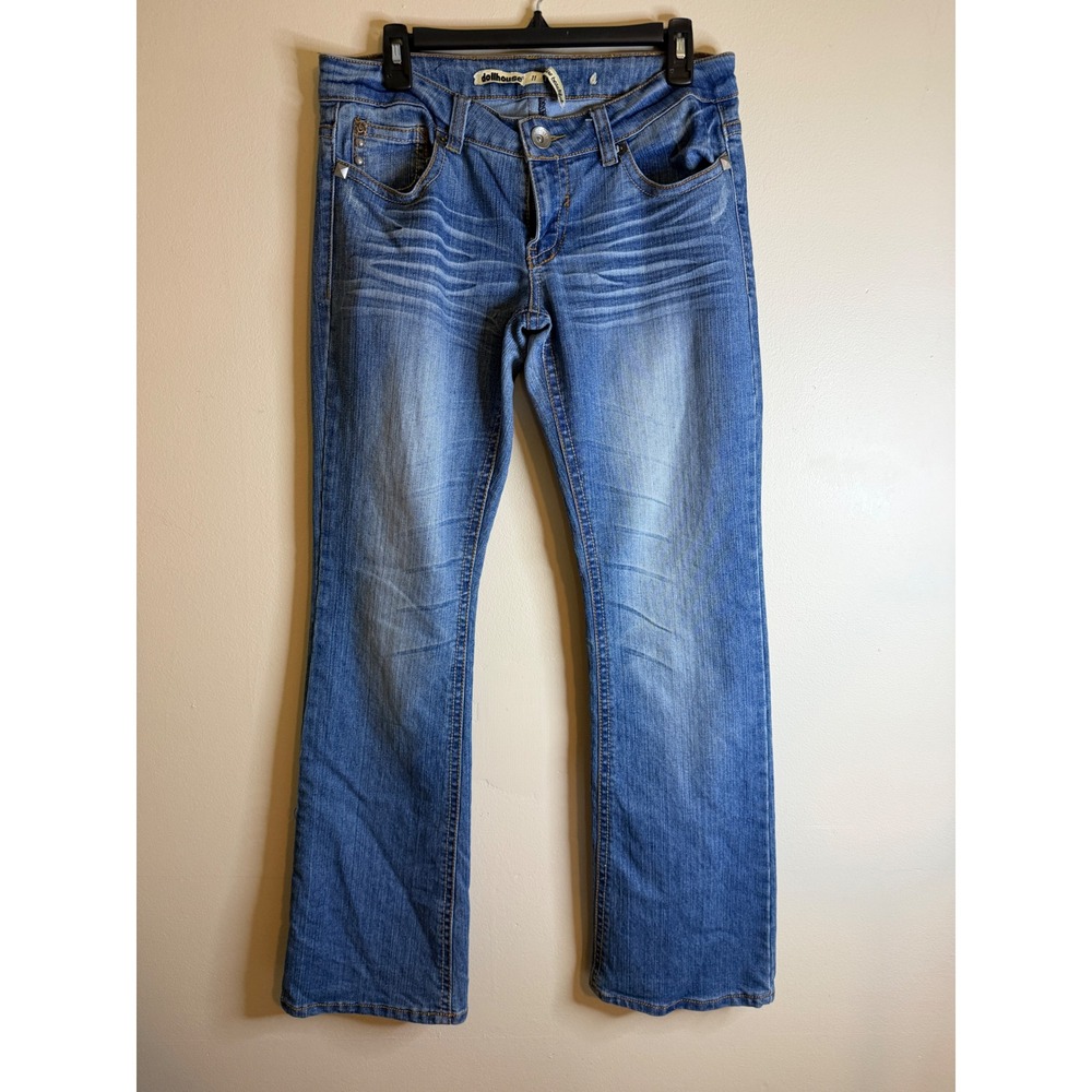 Dollhouse Y2K Studded Bootcut Jeans Women's 11 Mid Rise Blue Denim Distressed